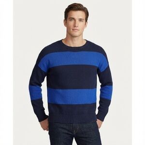 Lauren Ralph Lauren preppy striped crewneck lambswool blend sweater XL